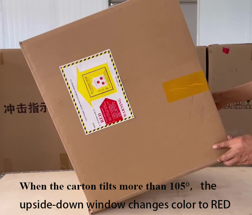冲击指示器即发生了左右倾斜又发生了倒置作用后的状态